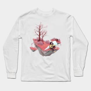 Beautiful art of cute girl in a floating land Long Sleeve T-Shirt